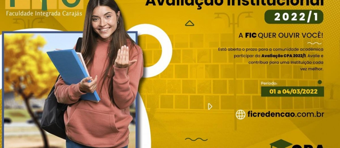 Período de Avaliação Institucional 2022/1 ocorrerá entre os dias 01/03 e 04/03/2022 Período de Avaliação Institucional 2022/1 ocorrerá entre os dias 01/03 e 04/03/2022